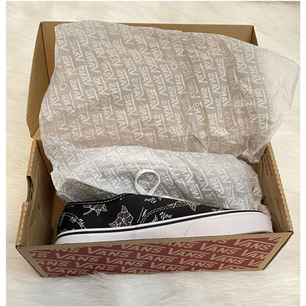 VANS Thank You Floral Flowers Black Sneakers Size 4 Men 5.5 Women - New in box - Picture 6 of 7